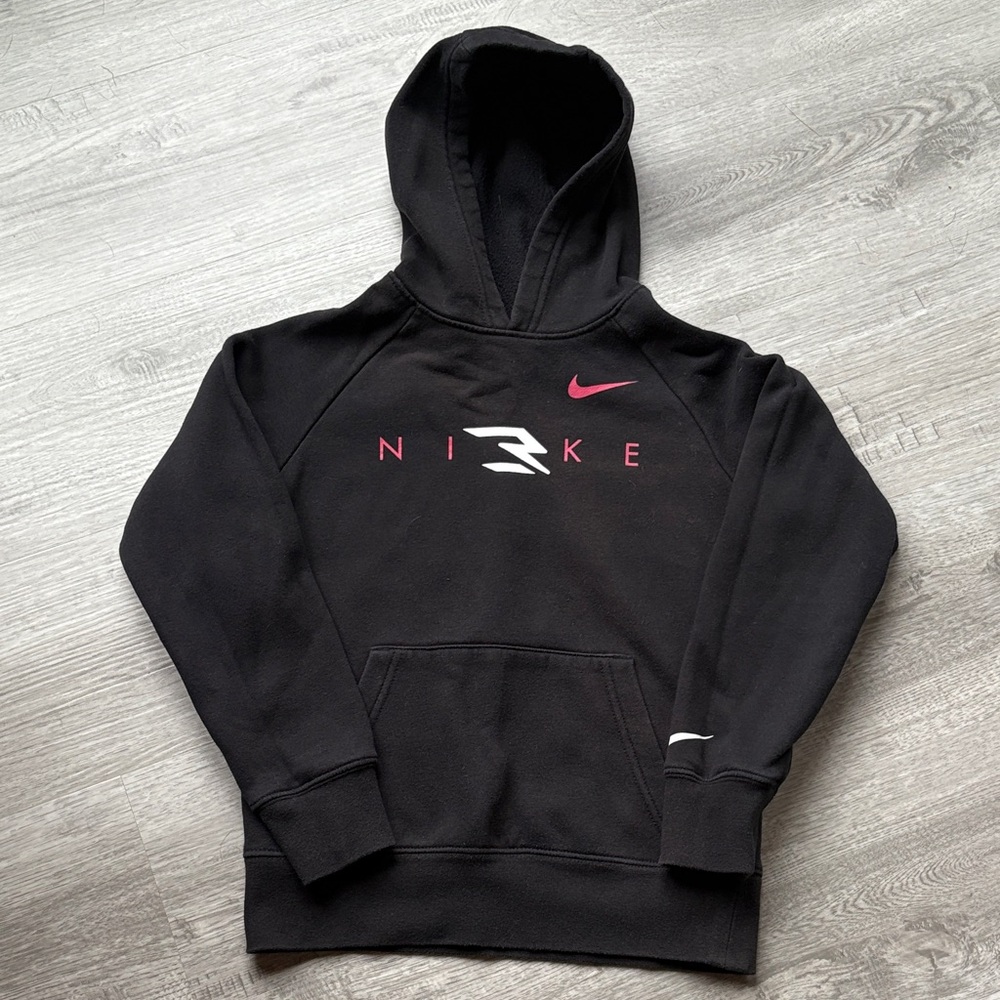 Nike Kids Black Hoodie with Red and White Details